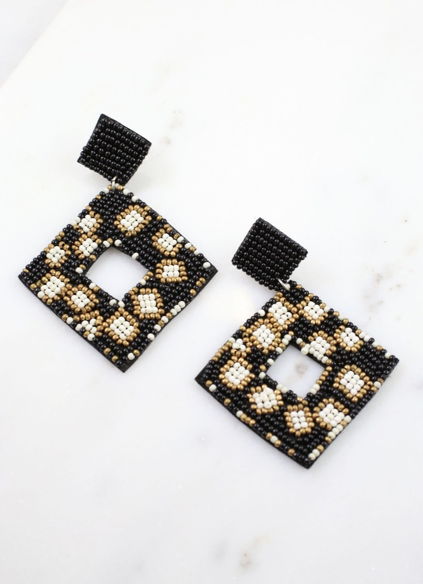 Black Beauty Beaded Earrings
