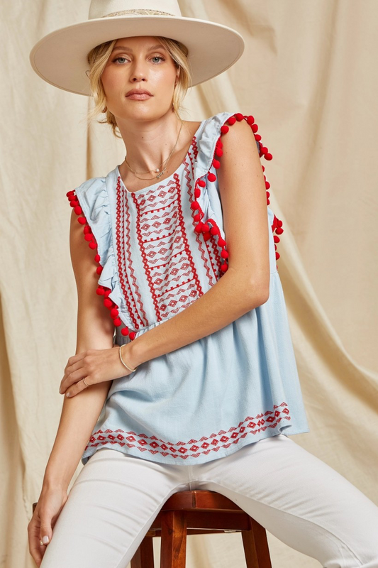 Hop to It Embroidered Top