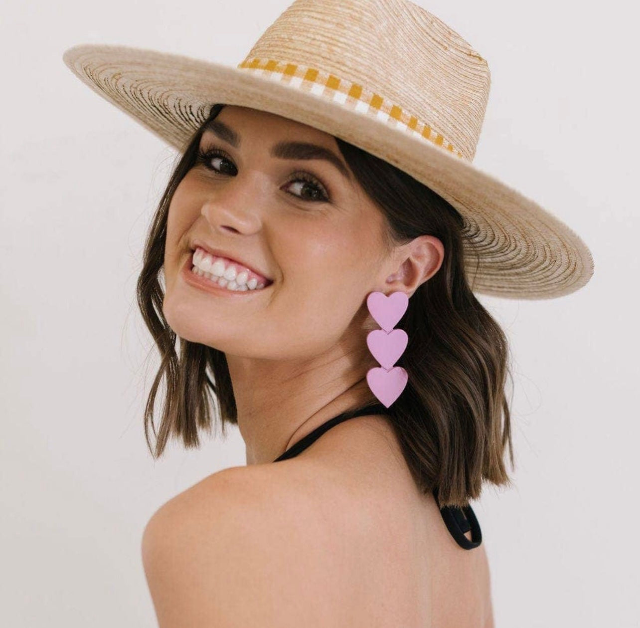 Matte Pink Heart Earrings-Sunshine Tienda