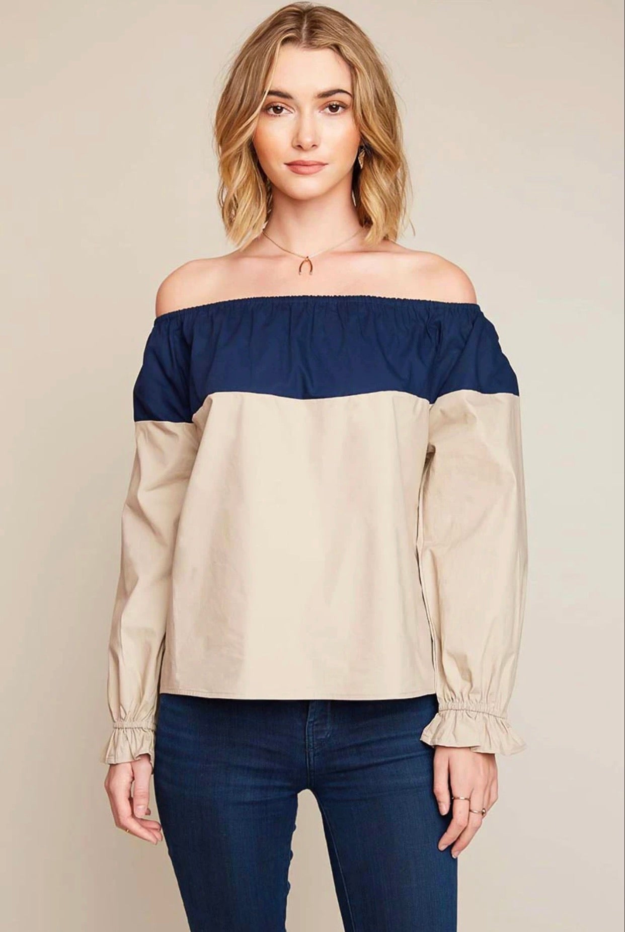 Shoulder Goals Colorblocked Top