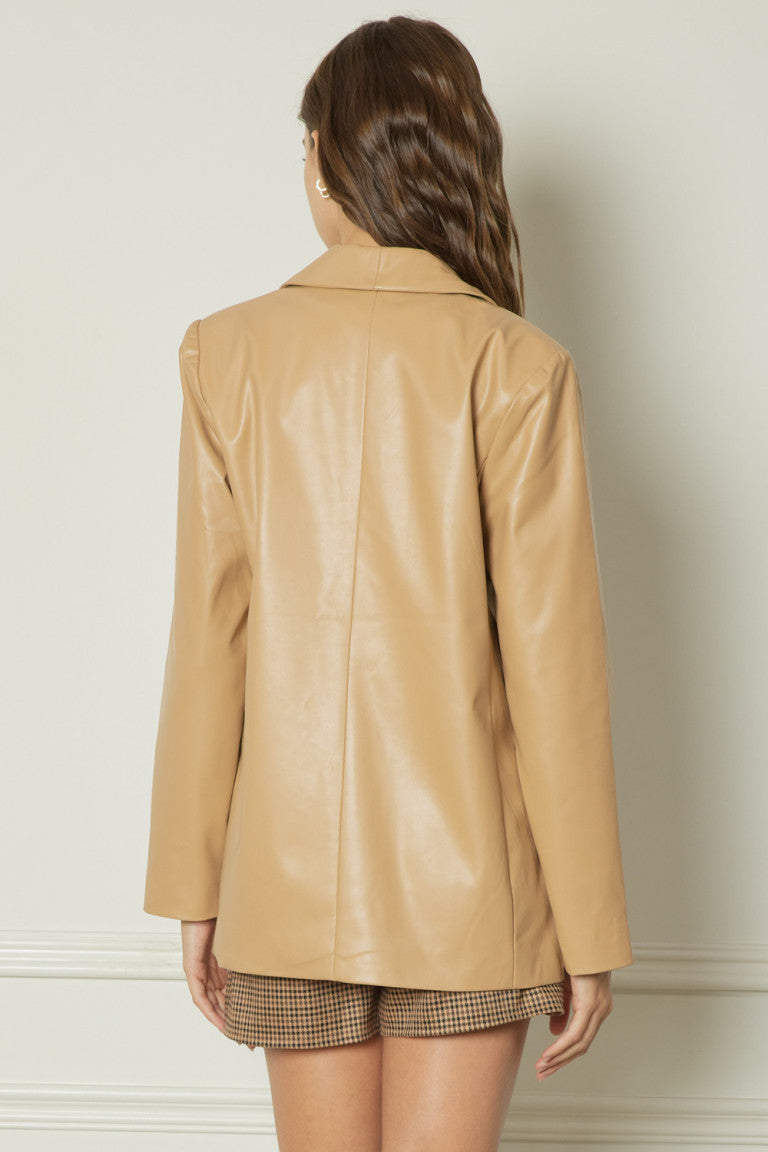 Happy Hour Faux Leather Blazer