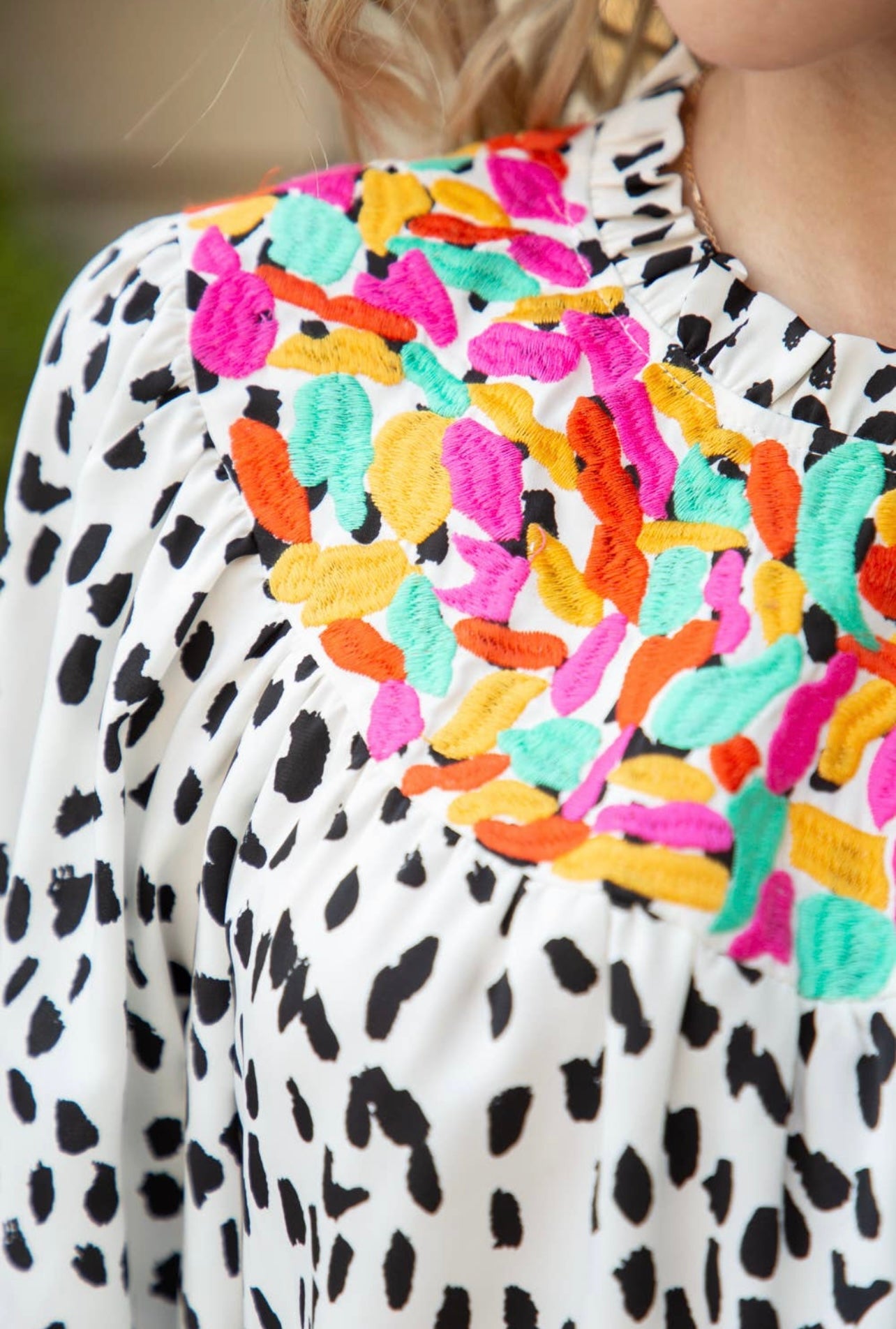 Just Perfect Half Sleeve Dotted Top