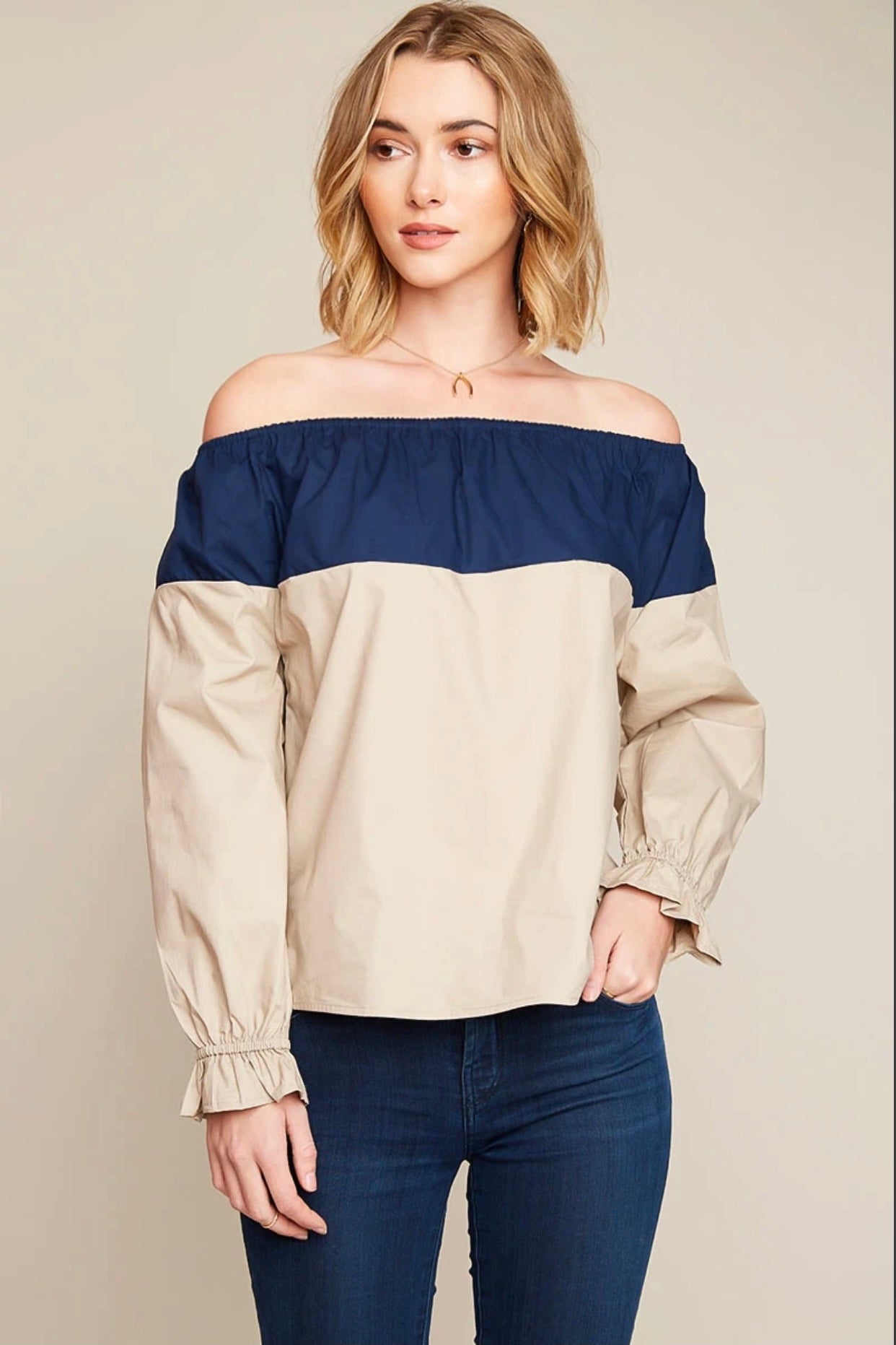Shoulder Goals Colorblocked Top