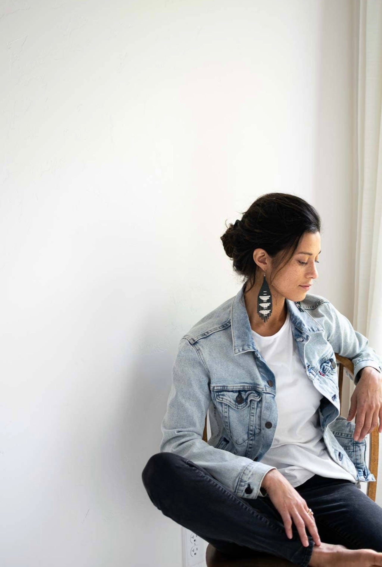 Jade Beaded Fringe Earrings