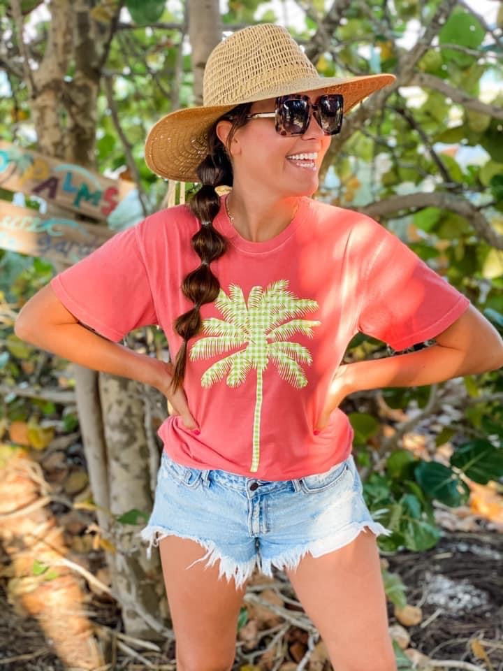 Gingham Palm Graphic Tee