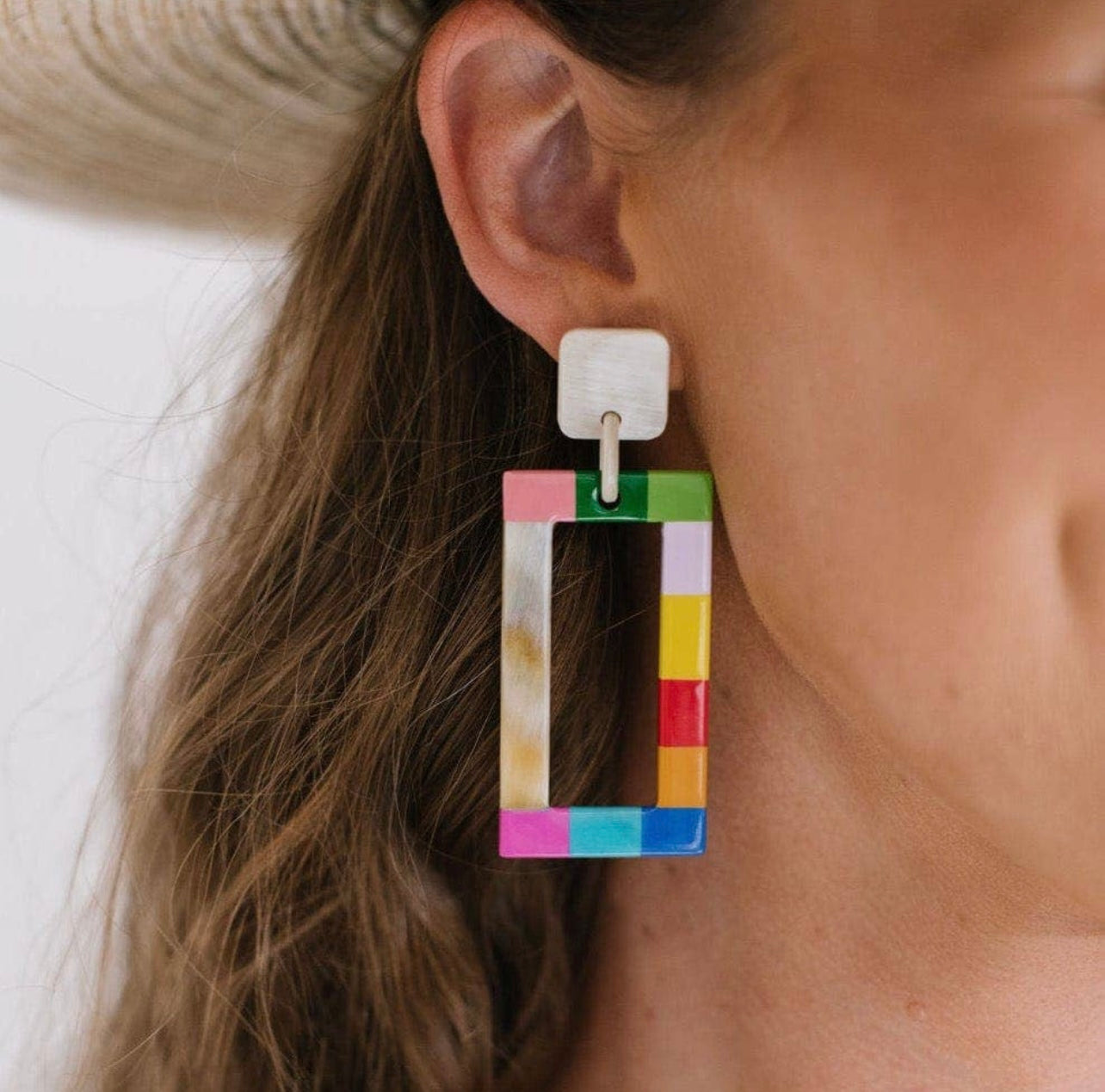 Rainbow Colorblock Earrings-Sunshine Tienda
