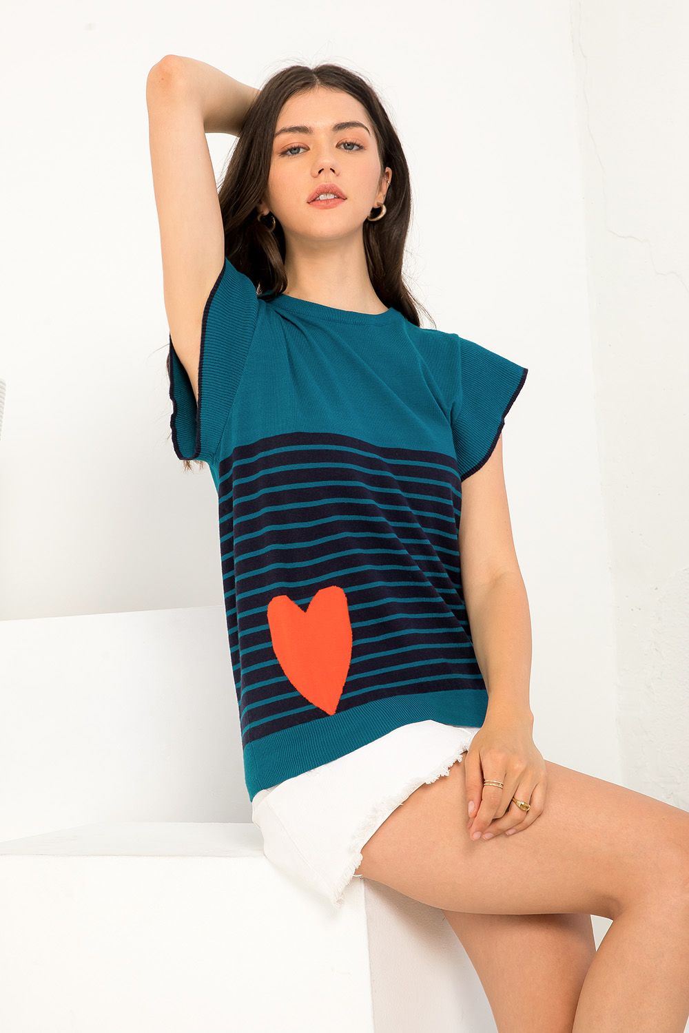 Heart on my Sleeve Sweater Top-THML