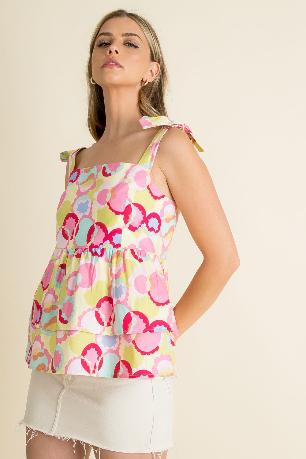 Without a Care Shoulder Tie Top-THML