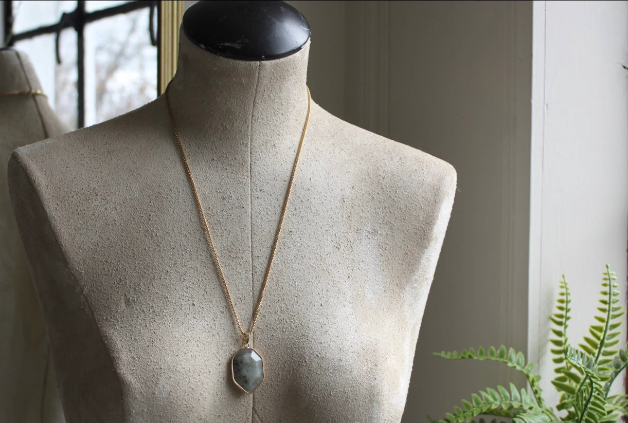 Labradorite Drop Pendant Necklace