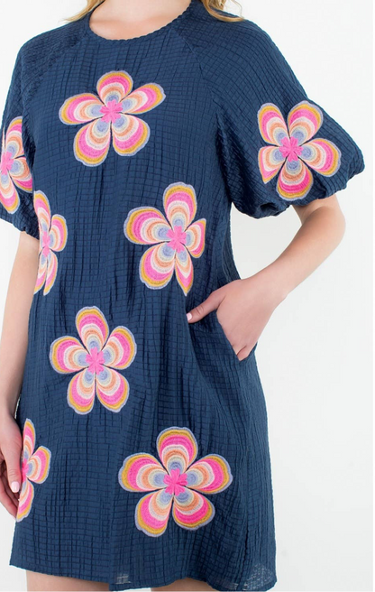 Sasha Flower Embroidered Dress: THML