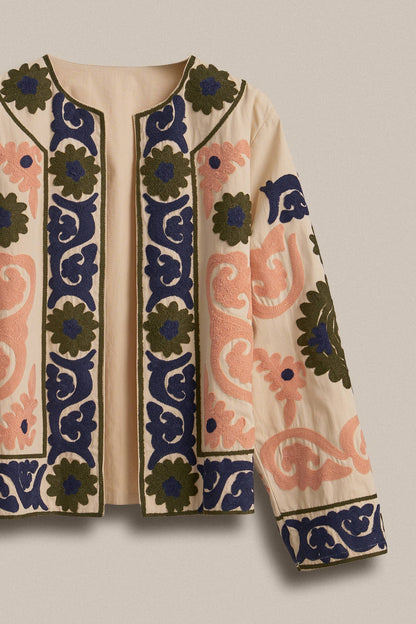 Suzani Embroidered Cotton Floral Jacket