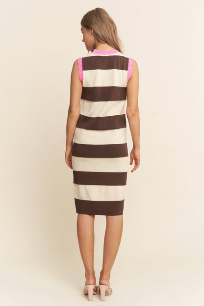Lisa Striped Soft Knit Sleeveless Knit Dress