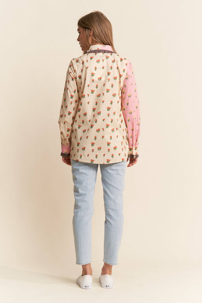 Annie Printed Button-Up Top