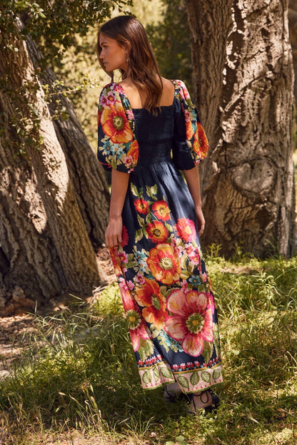 Jessi Floral Border Printed Maxi Dress