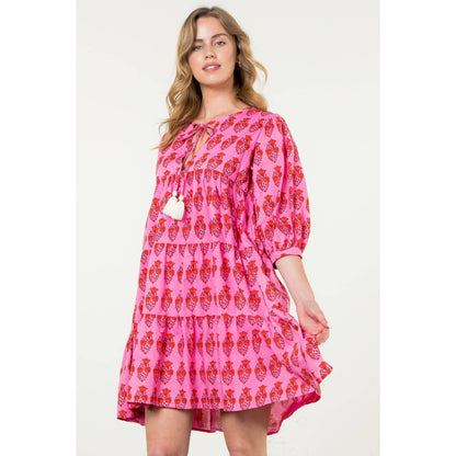 Katie Block Print Long Sleeve Floral Dress: THML