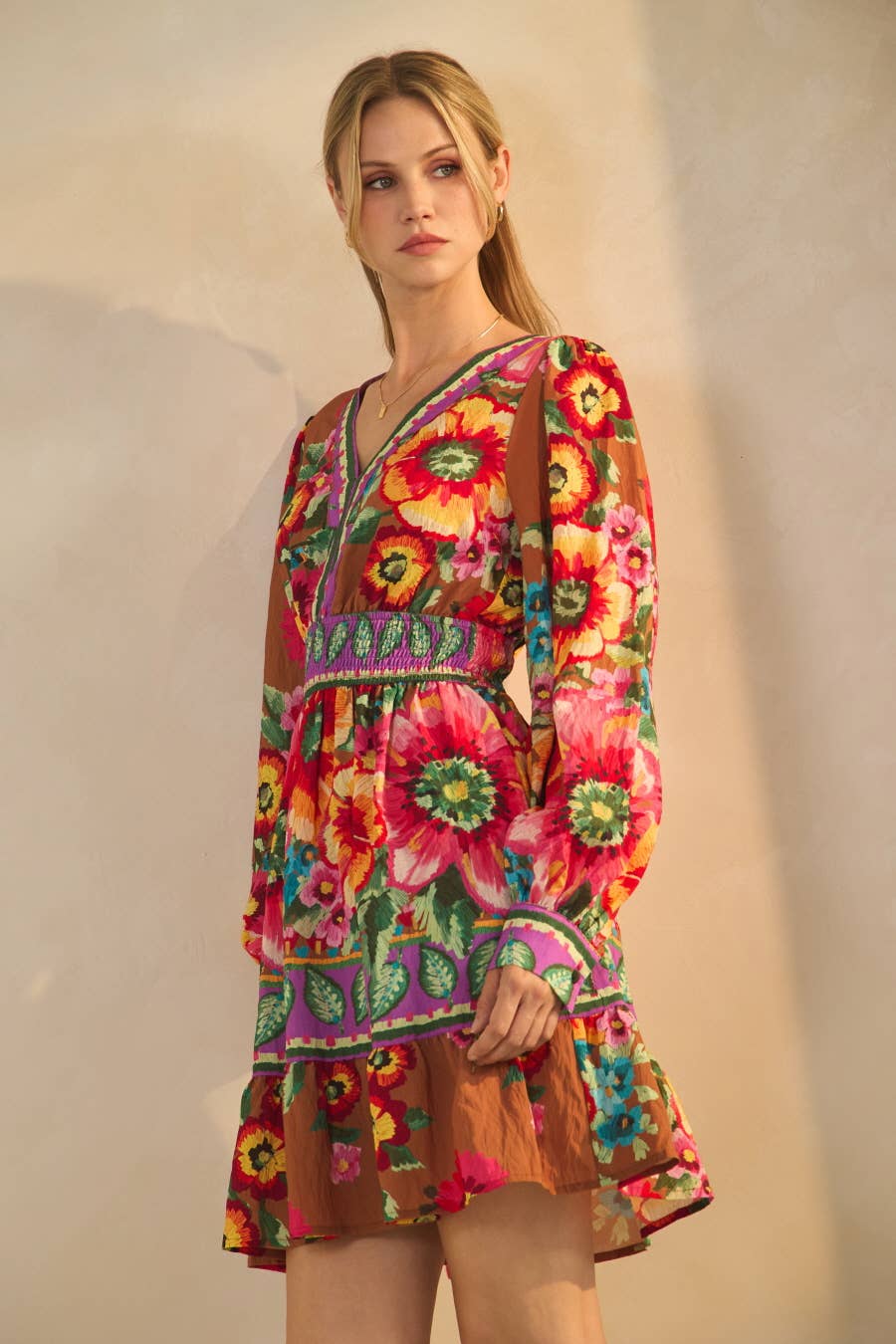 Penny Floral Border Printed Mini Dress