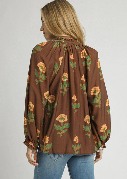 Landry Floral Print Button Front Blouse