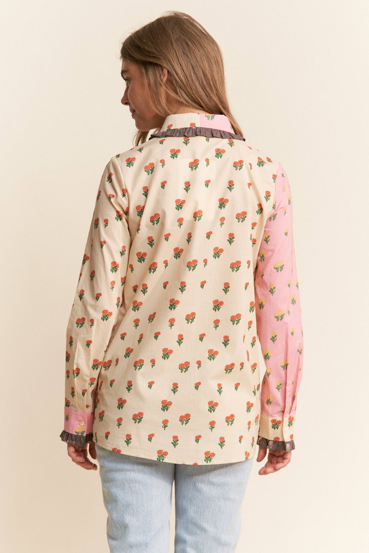 Annie Printed Button-Up Top