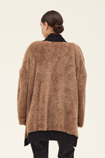 Fireside Contrast Border Fuzzy Cardigan