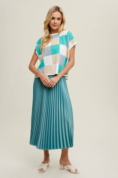 Sea Dream Coastal Pleated Midi Skirt