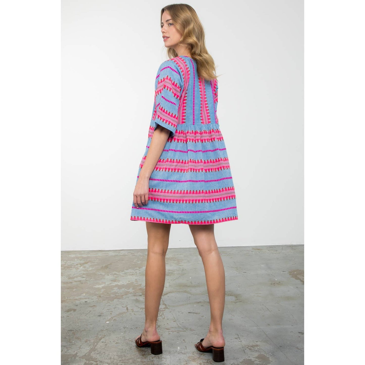 Gia Tassel Tie Pattern Knit Dress: THML