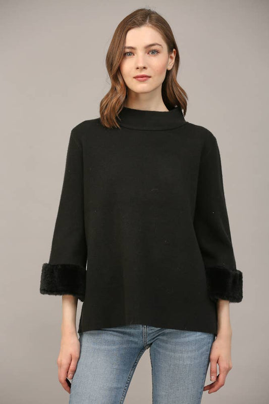 Annie Fur Sleeve Detail Sweater Top