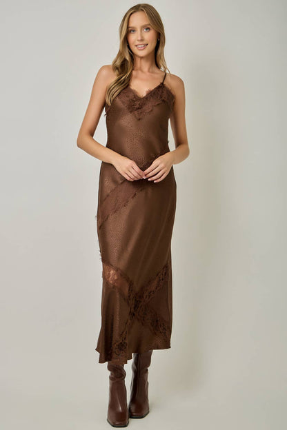 Harper Satin Leopard Textured Slip Dress