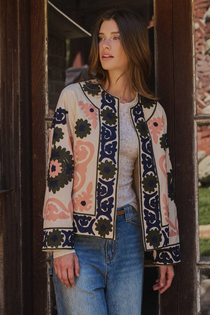 Suzani Embroidered Cotton Floral Jacket