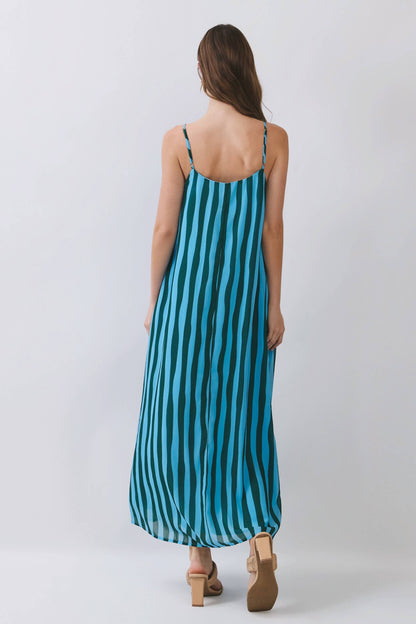 Hanna Vertical Striped Scoop Neck Slip Maxi Dress