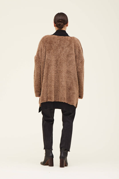 Fireside Contrast Border Fuzzy Cardigan