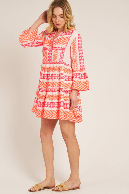 Bring on the Sun Embroidered 3/4 Sleeve Dress
