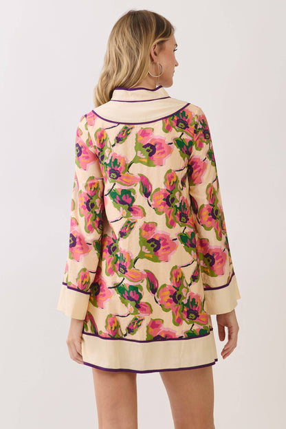 Sloan Floral Contrast Trim Shift Mini Dress