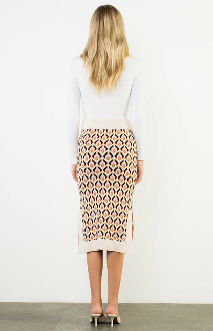 Lennon Geometric Jacquard Knit Midi Skirt: THML