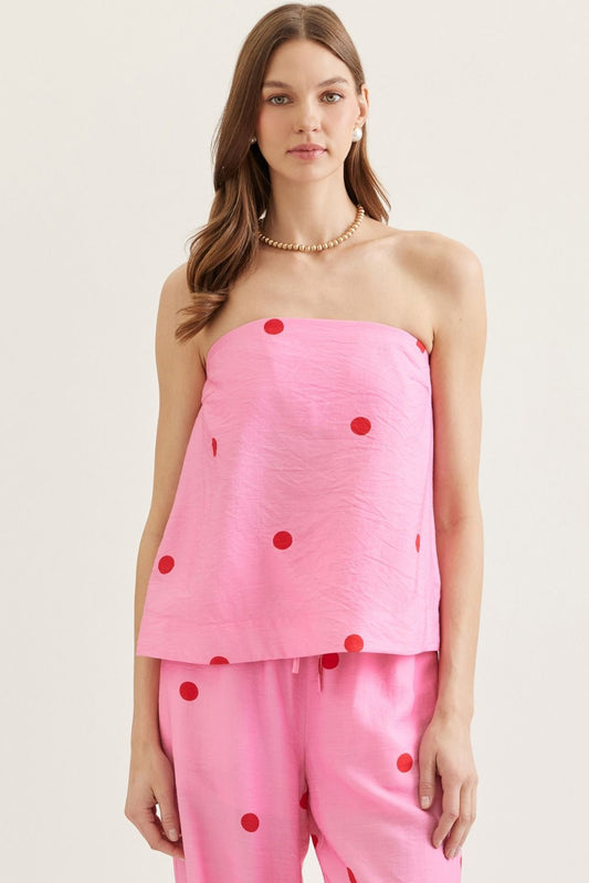 Lucy Polka Dot Strapless Top