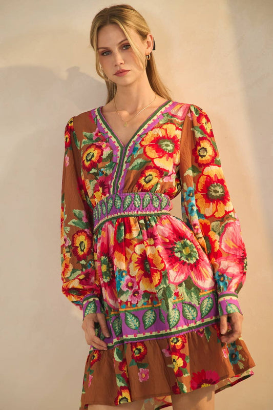 Penny Floral Border Printed Mini Dress