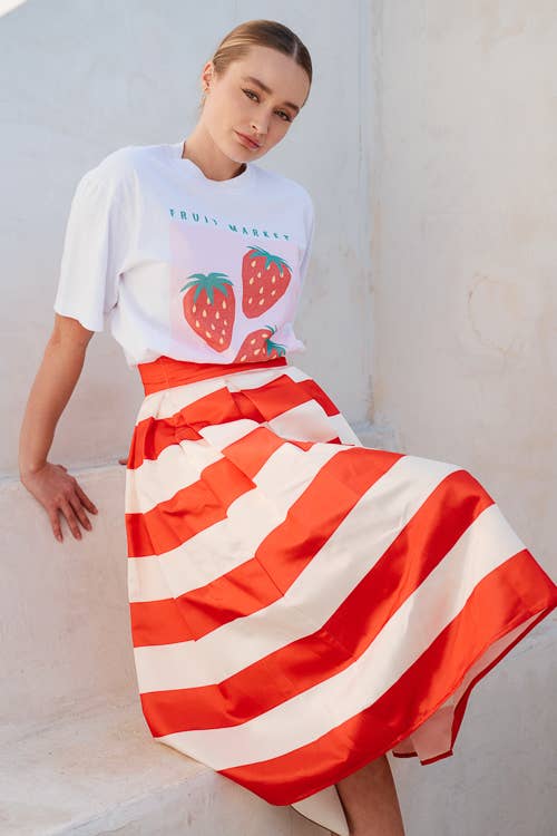 Jayne Striped Midi Skirt