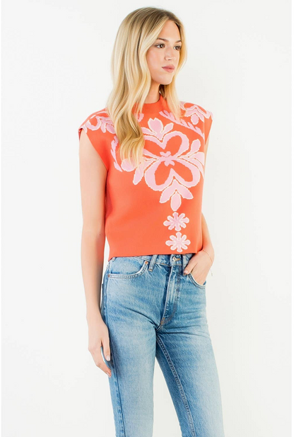 Jacey Sleeveless Patterned Knit Top: THML