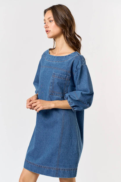 Lakeside Denim Boat Neck Dress