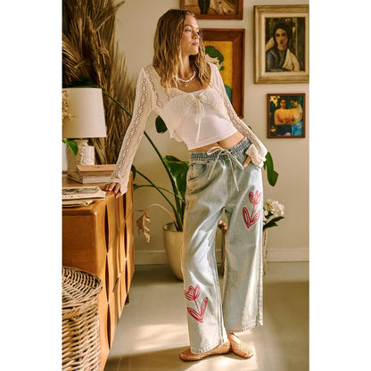 Ainsley Tulip Embroidery Jeans