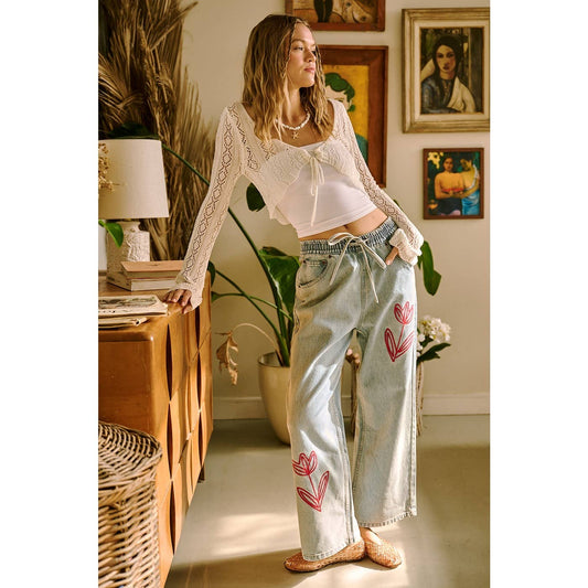 Ainsley Tulip Embroidery Jeans