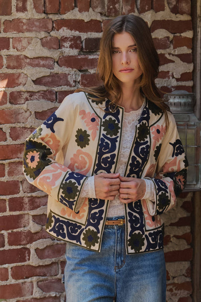 Suzani Embroidered Cotton Floral Jacket