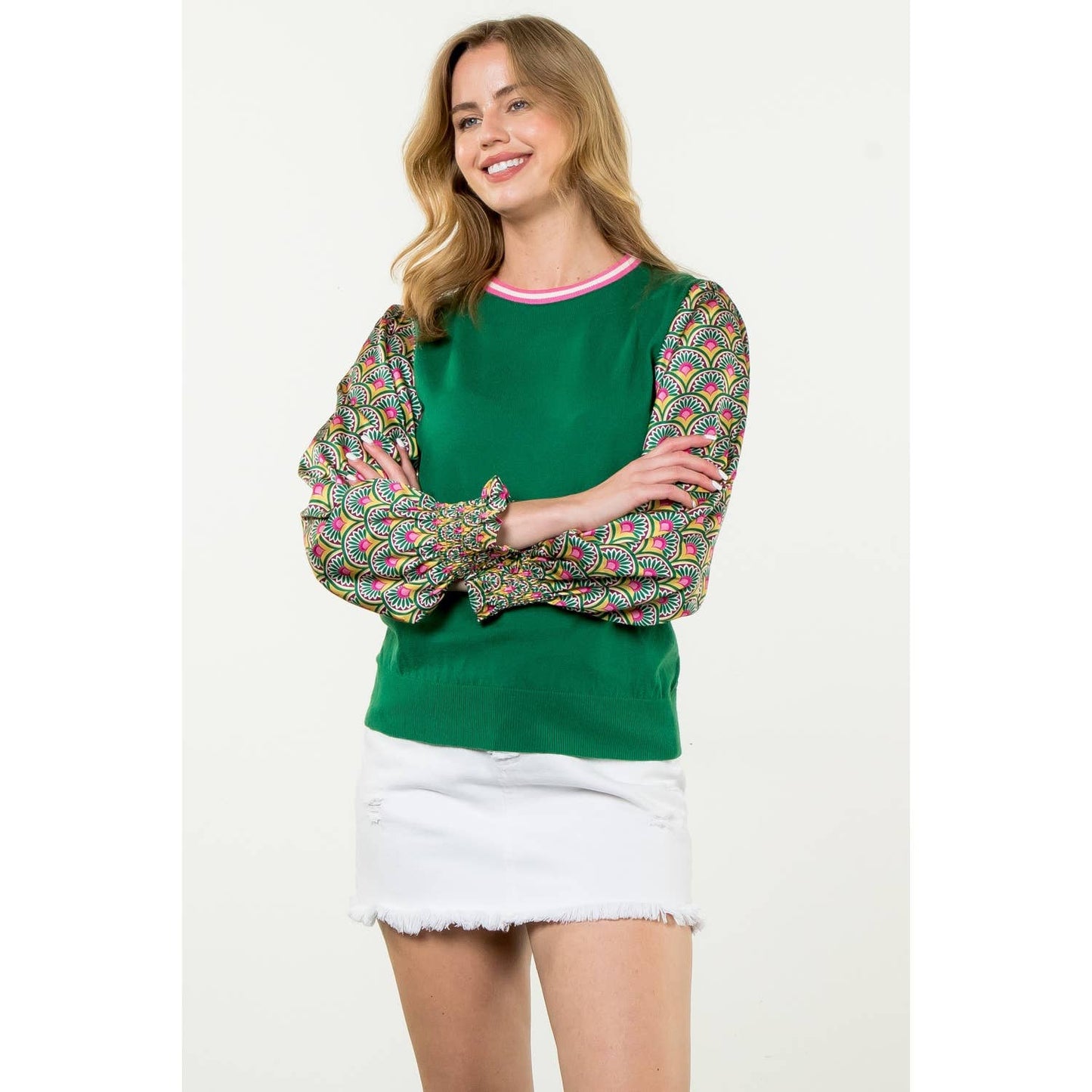 Happy Days Knit Bishop Sleeve Top-THML