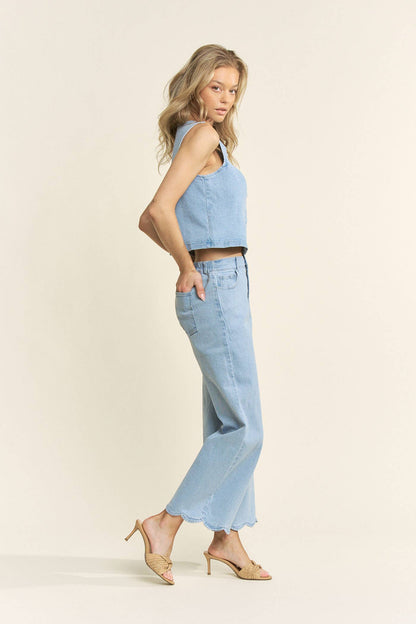 Jeri Denim Scalloped Pants