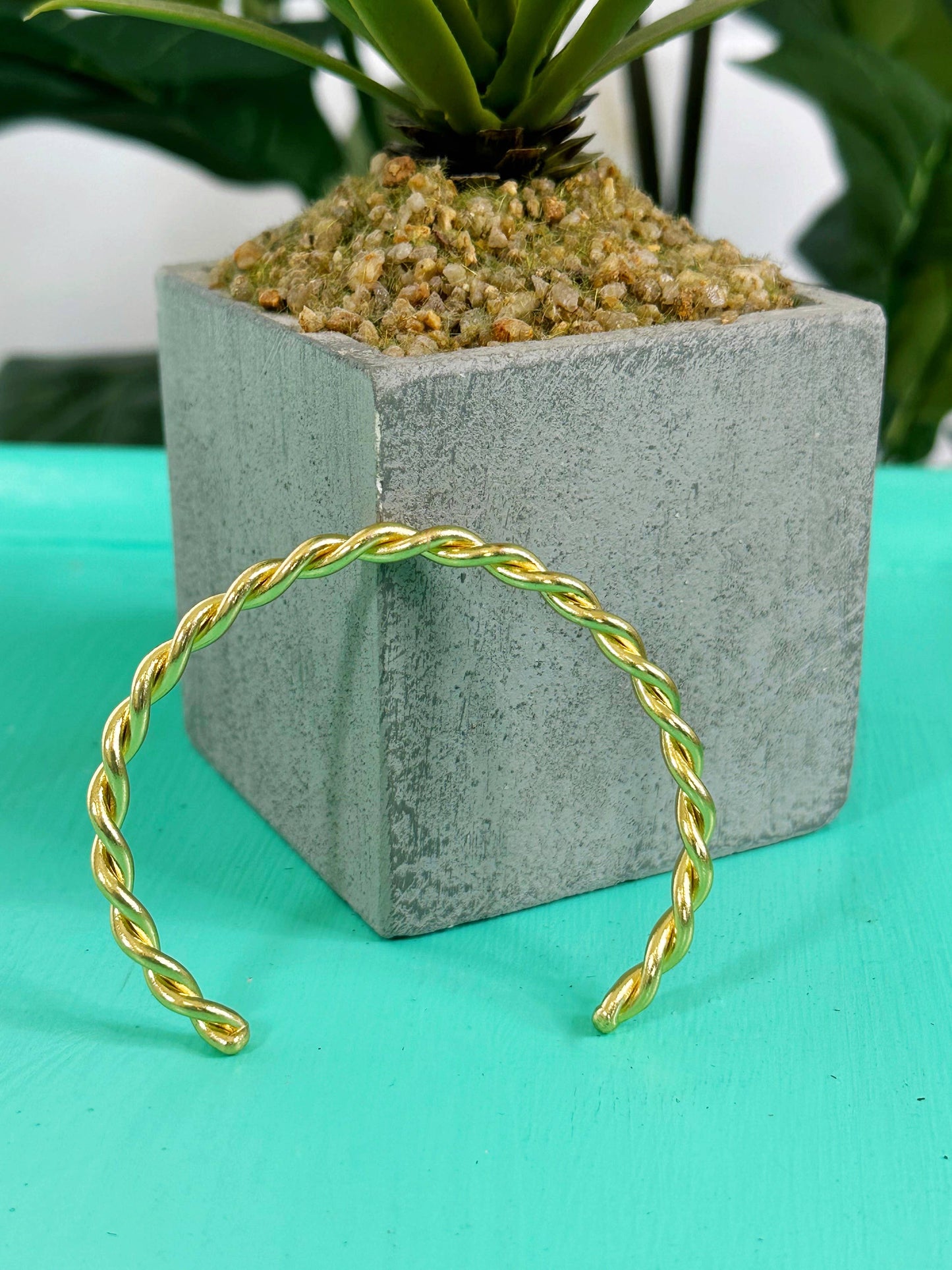 Twist Rope Handmade Upcycled Brass Cuff Stack Wrap Bracelet