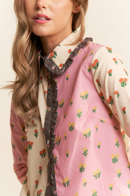 Annie Printed Button-Up Top