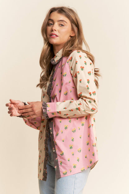 Annie Printed Button-Up Top