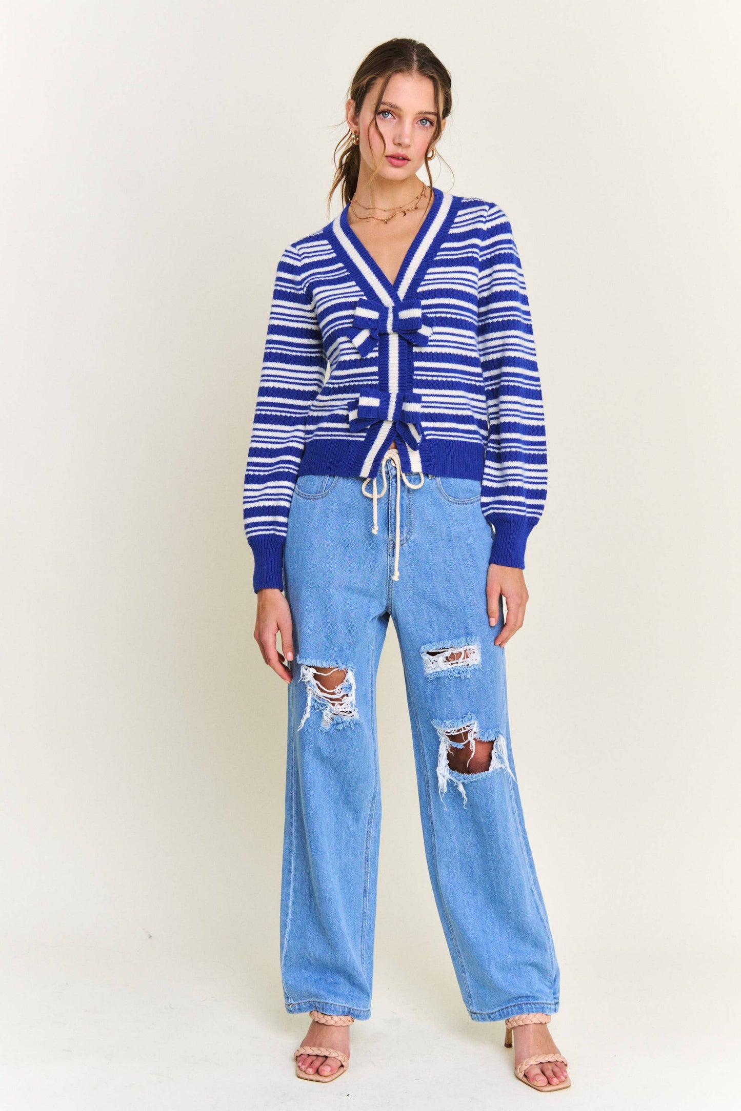 In the Beginning Blue Stripe Knit Cardigan