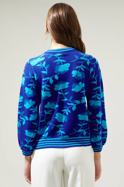 Camellia Cosmo Floral Mock Neck Sweater-Sugarlips