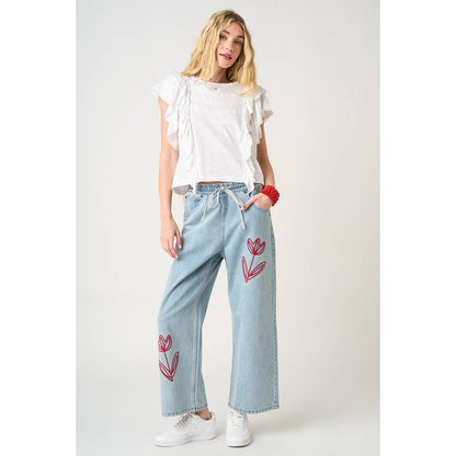 Ainsley Tulip Embroidery Jeans