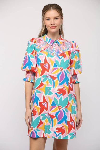 Torrance Abstract Floral Dress